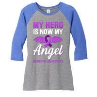 My Hero Is Now My Angel Detia Awareness Alzheimer Cute Gift Women's Tri-Blend 3/4-Sleeve Raglan Shirt