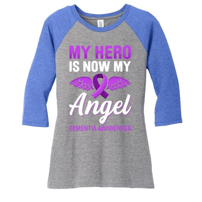 My Hero Is Now My Angel Detia Awareness Alzheimer Cute Gift Women's Tri-Blend 3/4-Sleeve Raglan Shirt