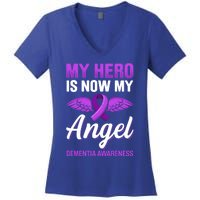 My Hero Is Now My Angel Detia Awareness Alzheimer Cute Gift Women's V-Neck T-Shirt