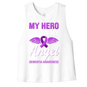 My Hero Is Now My Angel Detia Awareness Alzheimer Cute Gift Women's Racerback Cropped Tank