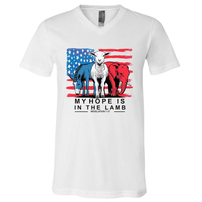 My Hope Is In The Lamb Christian Political Jesus 2024 V-Neck T-Shirt