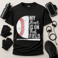 My Heart Is On That Baseball Field Proud Baseball Dad Fan Gift Cooling Performance Crew T-Shirt