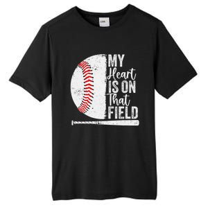 My Heart Is On That Baseball Field Proud Baseball Dad Fan Gift Tall Fusion ChromaSoft Performance T-Shirt