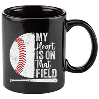 My Heart Is On That Baseball Field Proud Baseball Dad Fan Gift 11oz C Handle Ceramic Mug