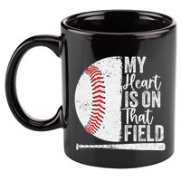 My Heart Is On That Baseball Field Proud Baseball Dad Fan Gift 11oz C Handle Ceramic Mug