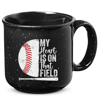 My Heart Is On That Baseball Field Proud Baseball Dad Fan Gift 15oz Campfire Ceramic Mug
