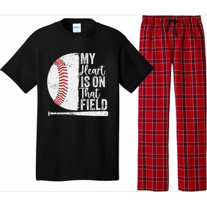 My Heart Is On That Baseball Field Proud Baseball Dad Fan Gift Pajama Set