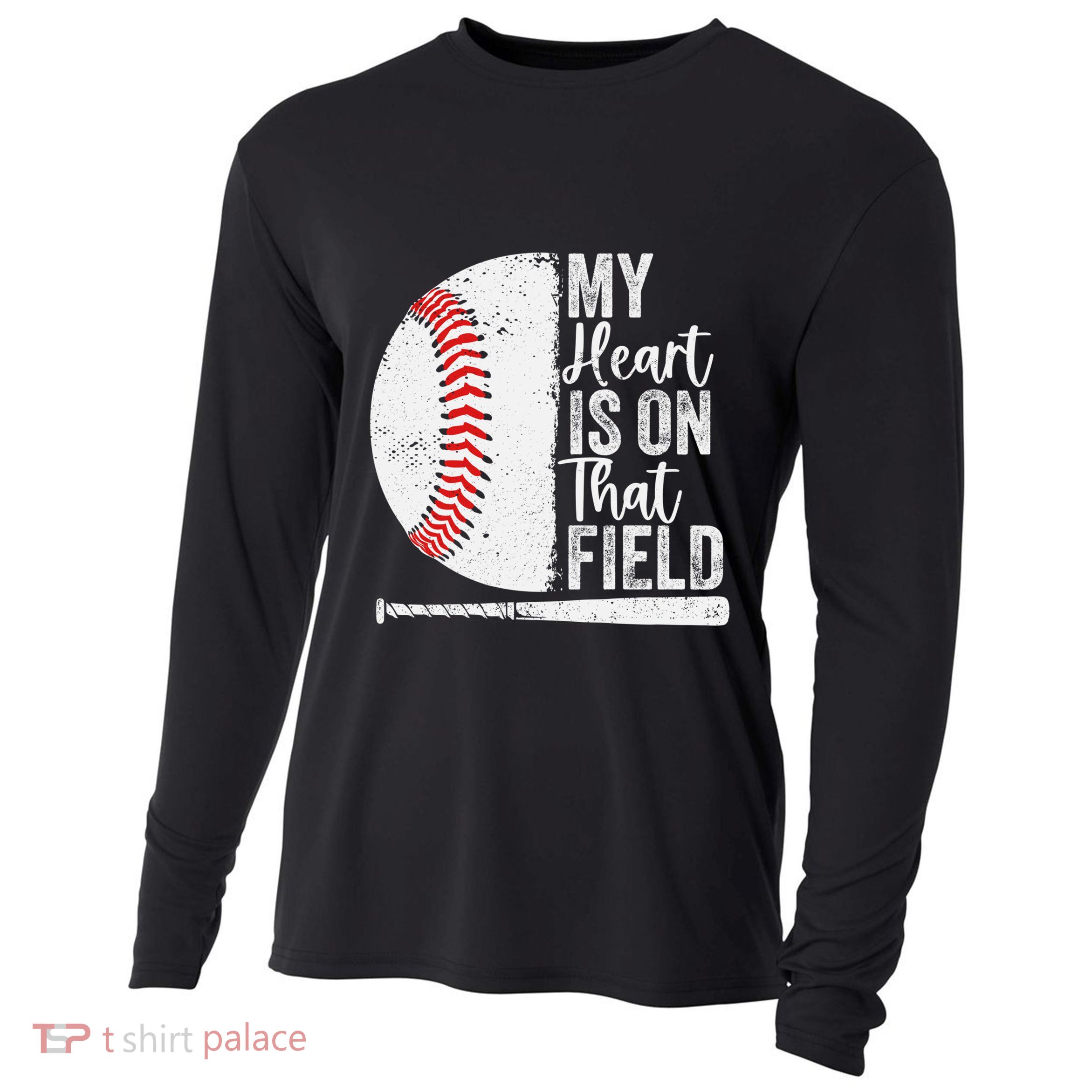 My Heart Is On That Baseball Field Proud Baseball Dad Fan Gift Cooling Performance Long Sleeve Crew