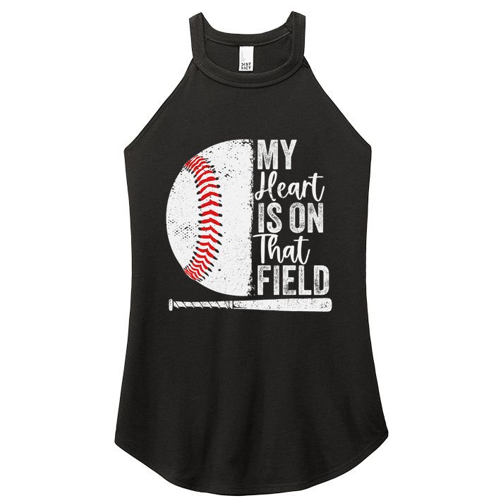 My Heart Is On That Baseball Field Proud Baseball Dad Fan Gift Women's Perfect Tri Rocker Tank
