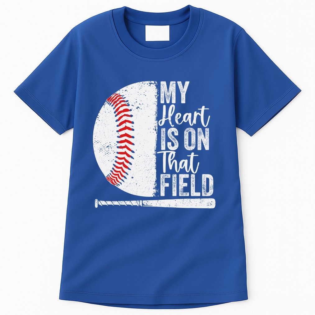My Heart Is On That Baseball Field Proud Baseball Dad Fan Gift Tall T-Shirt