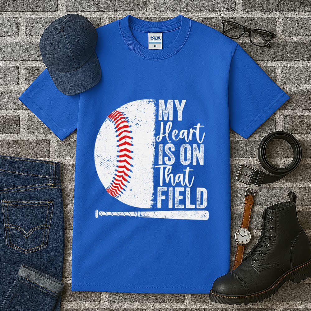 My Heart Is On That Baseball Field Proud Baseball Dad Fan Gift Tall T-Shirt