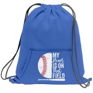 My Heart Is On That Baseball Field Proud Baseball Dad Fan Gift Sweatshirt Cinch Pack Bag