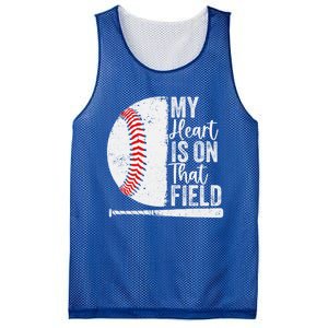 My Heart Is On That Baseball Field Proud Baseball Dad Fan Gift Mesh Reversible Basketball Jersey Tank