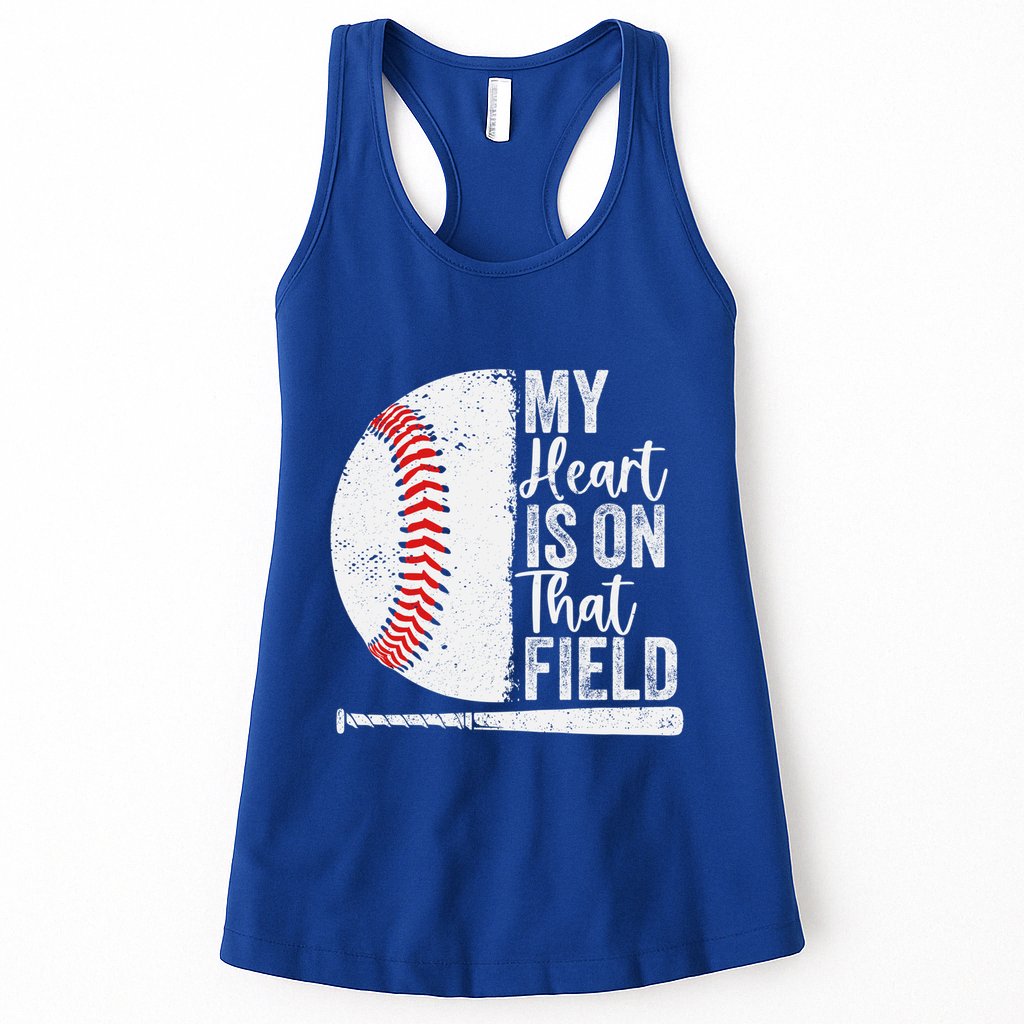 My Heart Is On That Baseball Field Proud Baseball Dad Fan Gift Womens Tank Top