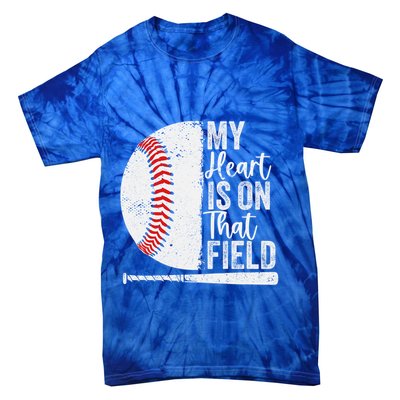 My Heart Is On That Baseball Field Proud Baseball Dad Fan Gift Tie-Dye T-Shirt