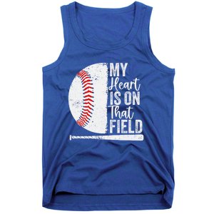 My Heart Is On That Baseball Field Proud Baseball Dad Fan Gift Tank Top