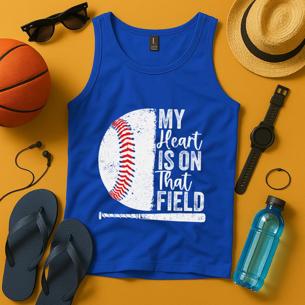 My Heart Is On That Baseball Field Proud Baseball Dad Fan Gift Tank Top