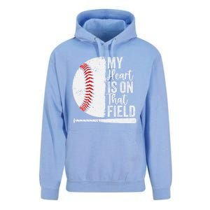 My Heart Is On That Baseball Field Proud Baseball Dad Fan Gift Unisex Surf Hoodie