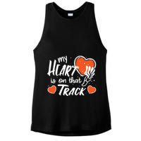 My Heart Is On That Track Track And Field Mom Ladies PosiCharge Tri-Blend Wicking Tank