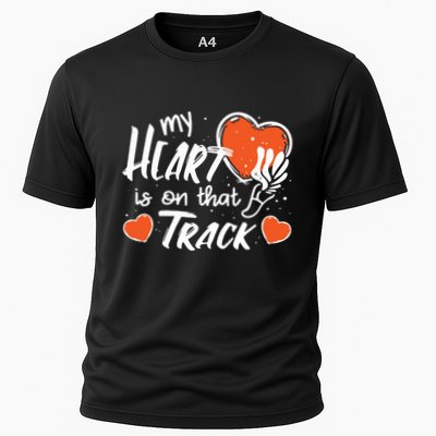 My Heart Is On That Track Track And Field Mom Performance Shirt