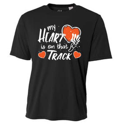 My Heart Is On That Track Track And Field Mom Cooling Performance Crew T-Shirt