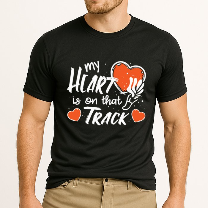 My Heart Is On That Track Track And Field Mom Performance Shirt