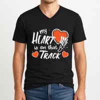 My Heart Is On That Track Track And Field Mom V-Neck T-Shirt
