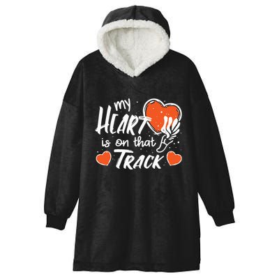 My Heart Is On That Track Track And Field Mom Hooded Wearable Blanket