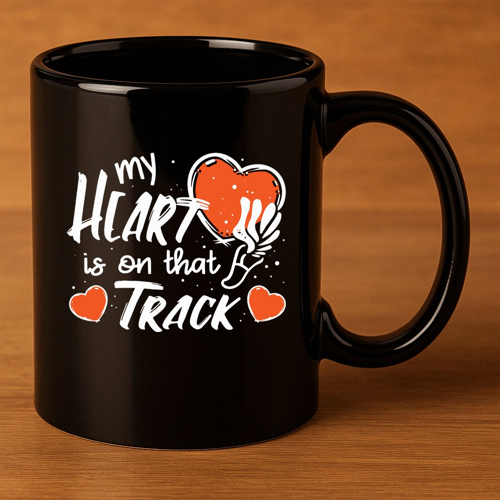 My Heart Is On That Track Track And Field Mom 11oz C Handle Ceramic Mug