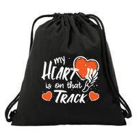 My Heart Is On That Track Track And Field Mom Drawstring Bag