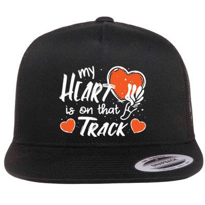 My Heart Is On That Track Track And Field Mom Flatbill Hat