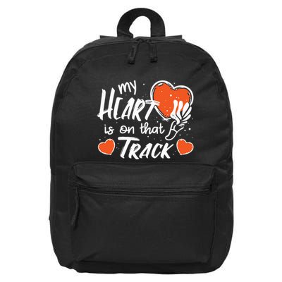 My Heart Is On That Track Track And Field Mom 16 in Basic Backpack