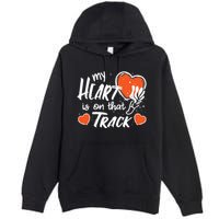 My Heart Is On That Track Track And Field Mom Premium Pullover Hoodie