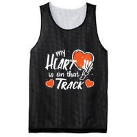 My Heart Is On That Track Track And Field Mom Mesh Reversible Basketball Jersey Tank