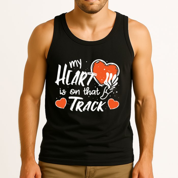 My Heart Is On That Track Track And Field Mom Tank Top
