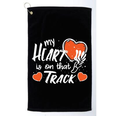 My Heart Is On That Track Track And Field Mom Golf Towel