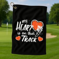 My Heart Is On That Track Track And Field Mom Golf Towel