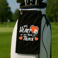 My Heart Is On That Track Track And Field Mom Golf Towel