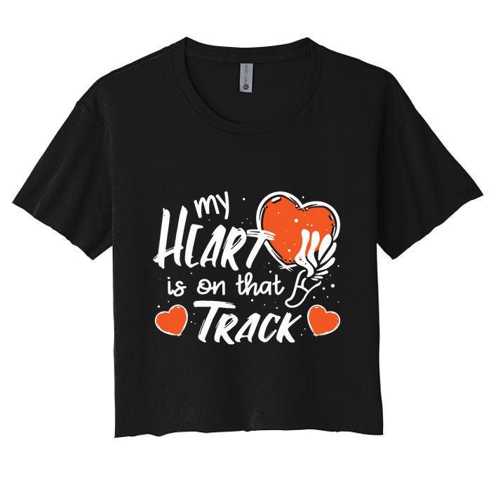 My Heart Is On That Track Track And Field Mom Crop Top