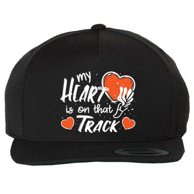 My Heart Is On That Track Track And Field Mom Wool Snapback Cap