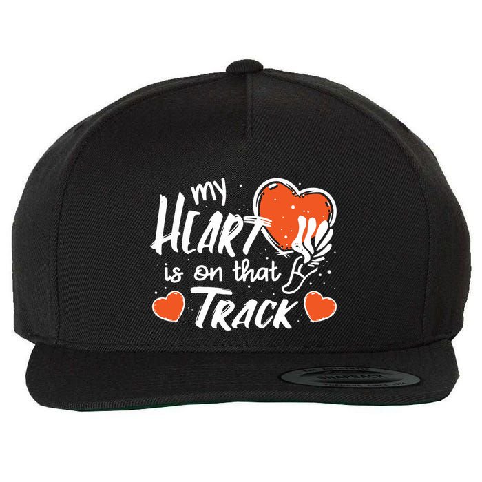 My Heart Is On That Track Track And Field Mom Wool Snapback Cap