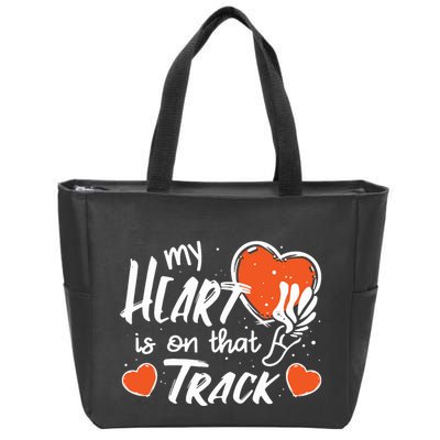My Heart Is On That Track Track And Field Mom Zip Tote Bag