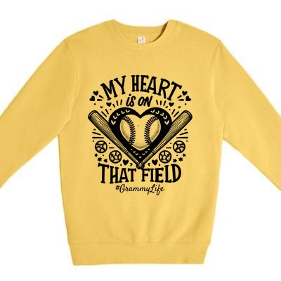 My Heart Is On That Field Baseball Softball Grammy Gift Premium Crewneck Sweatshirt