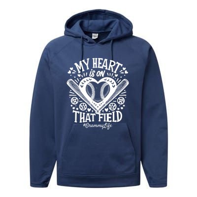 My Heart Is On That Field Baseball Softball Grammy Gift Performance Fleece Hoodie