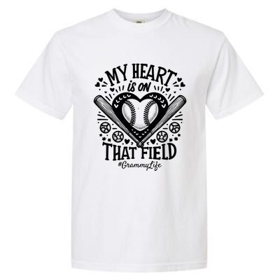 My Heart Is On That Field Baseball Softball Grammy Gift Garment-Dyed Heavyweight T-Shirt