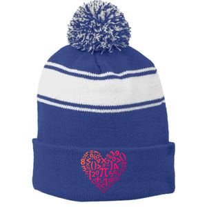 Math Heart I Love Math Math Lovers Gift Math Teacher Gift Stripe Pom Pom Beanie