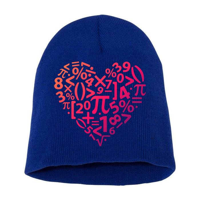 Math Heart I Love Math Math Lovers Gift Math Teacher Gift Short Acrylic Beanie