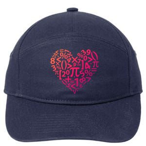 Math Heart I Love Math Math Lovers Gift Math Teacher Gift 7-Panel Snapback Hat