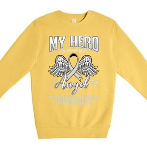 My Hero Is Now My Angel Parkinson's Disease Grey Ribbon Gift Premium Crewneck Sweatshirt