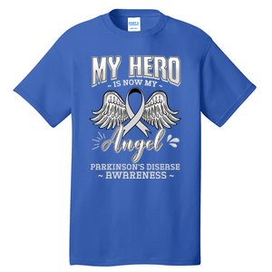 My Hero Is Now My Angel Parkinson's Disease Grey Ribbon Gift Tall T-Shirt